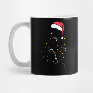 Black Cat christmas light tshirt funny cat lover christmas Mug